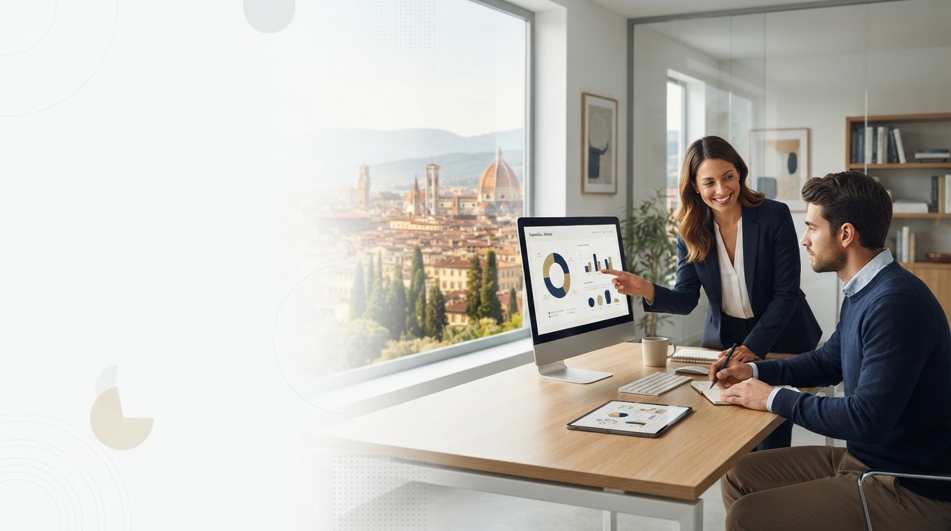 Capital Invest - genitore che consulta su tablet l'analisi dati generata dall'intelligenza artificiale